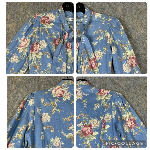 Laura Ashley Cottagecore Romantic Feminine Prairie Floral Cotton Wool Dress Sz 8 - Picture 7 of 16